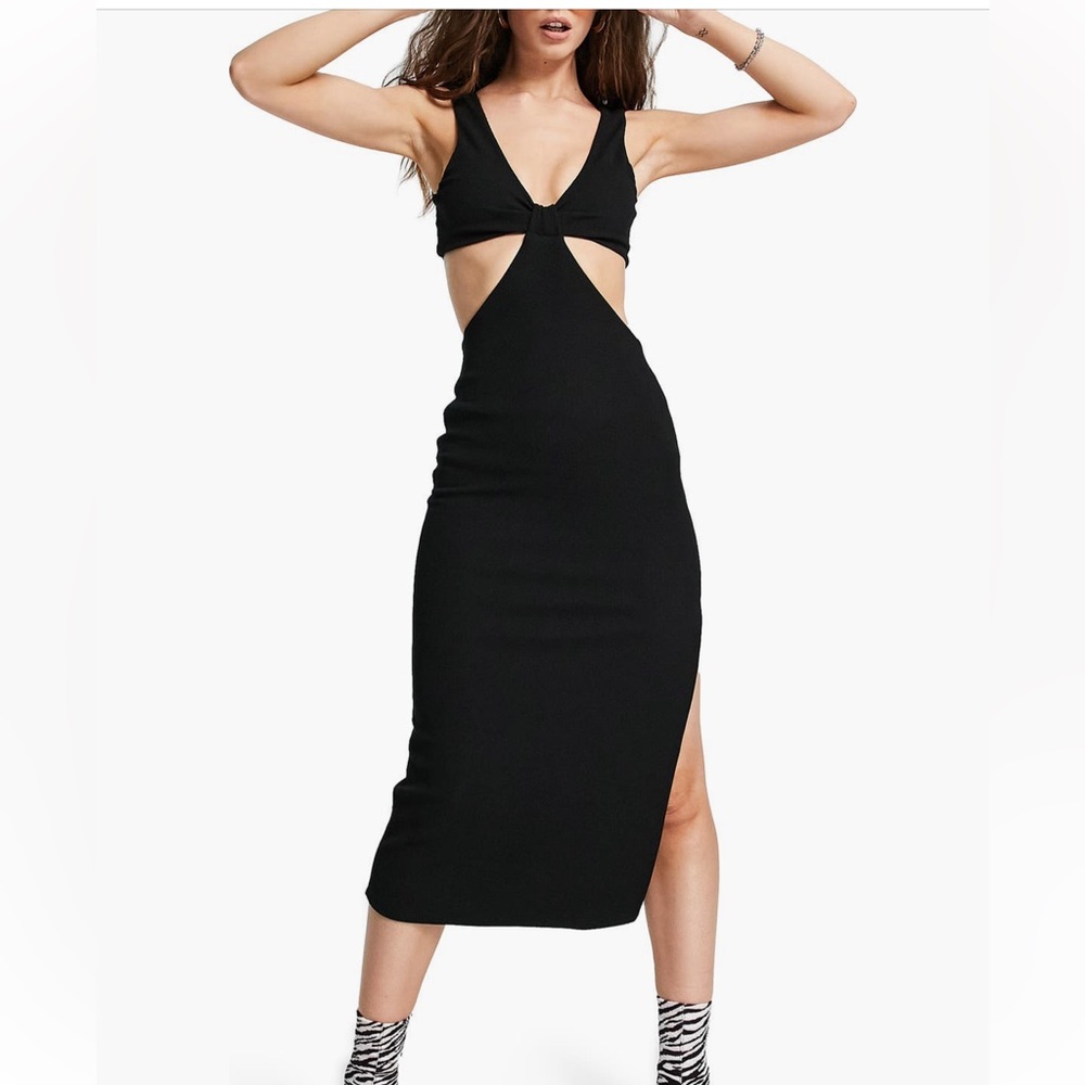 NWT Topshop MIDI Cutout Dress black Size M